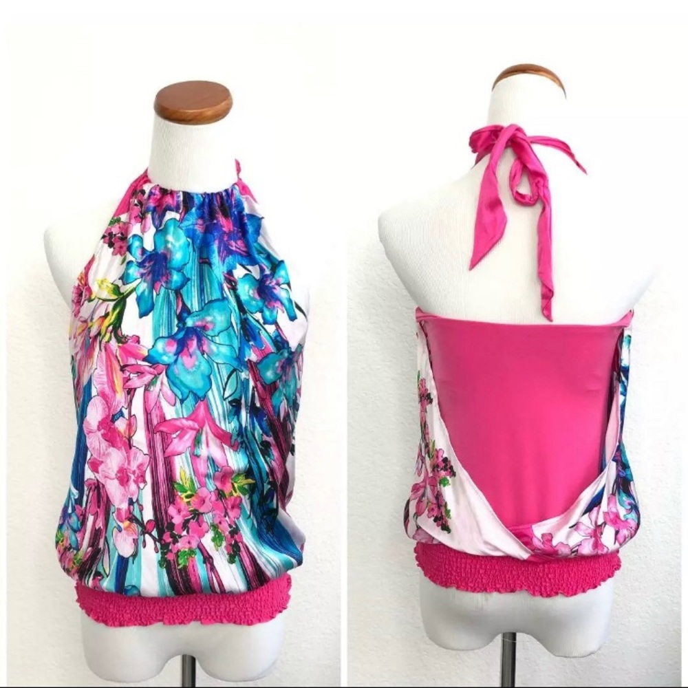 4-2 Cache silky halter top XS NWT pink